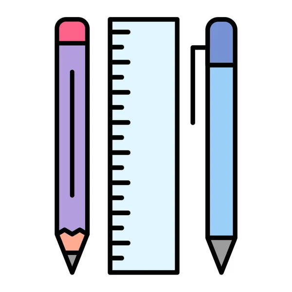 Desenho Ilustração Vetor Ícone Estilo Plano Lápis Régua —  Vetores de Stock