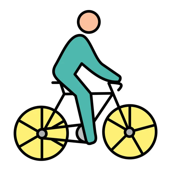 Mann Reiten Fahrrad Ikone Vektor Illustration Design — Stockvektor