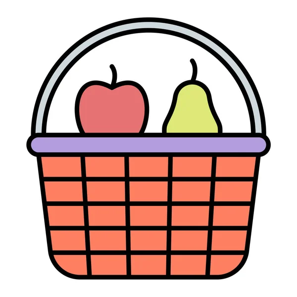 Warenkorb Mit Nahrungsmitteln Und Früchten Vektor Illustration Design — Stockvektor