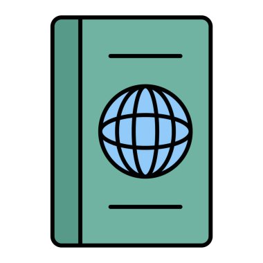 Bir kitap ikonuyla pasaport. vektör illüstrasyonu