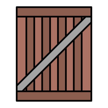 Ahşap çit ikonu. Ağ için ahşap kapı vektör simgelerinin özet çizimi