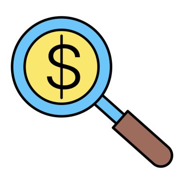 Dolar sembolü çizimi olan büyüteç