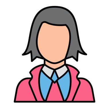 Kadın avatar ikonu. Kadın iş adamı vektör illüstrasyonunu özetle. izole tasarım.