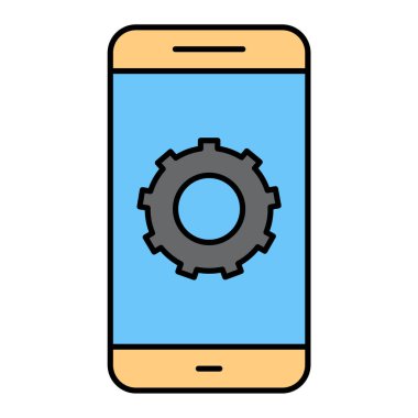 akıllı telefon cep telefonu ve vites vektör illüstrasyon grafik tasarımı