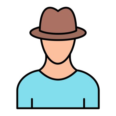 Şapka takan adam vektör çizimi yapıyor.