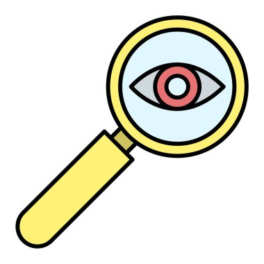 Beyaz arkaplan üzerinde büyüteç simgesi olan büyüteç, vektör illüstrasyonu