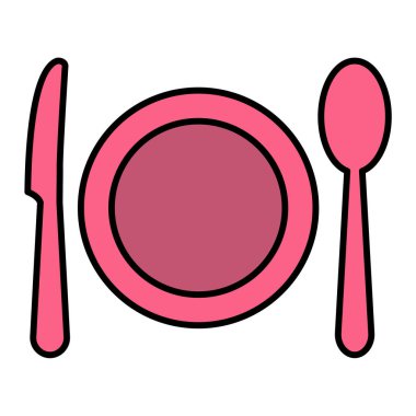 kaşık ve çatal simgesi vektör illüstrasyon grafik tasarımı