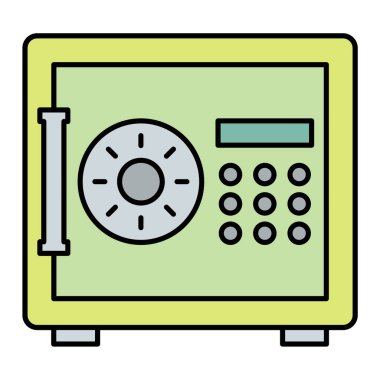 Güvenli emanet ikonu. Taslak banka dolabı vektör işareti. izole kontur sembolü