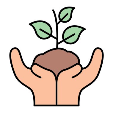 Yapraklı el bitki ve vektör illüstrasyon tasarımı bırakır