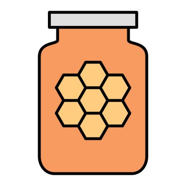 Bal kavanozu ikonu. Beyaz arkaplanda izole edilmiş web tasarımı için bal peteği vektörü simgelerinin basit çizimi