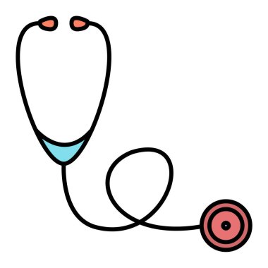 Steteskop ikonu. Tıbbi sağlık hizmetleri vektör illüstrasyon sembolünü özetle.