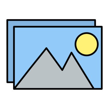 Fotoğraf makinesi simgesi. Ana hatlı resim galerisi vektör çizimi web tasarımı. beyaz arkaplanda izole.