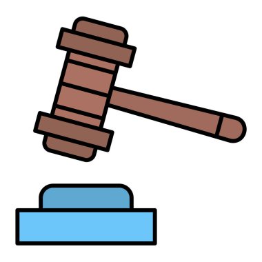 Çekiç simgesi. Açık artırma yargıcı tokmak vektör illüstrasyonu