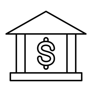 Banka binası simgesi vektör illüstrasyonu