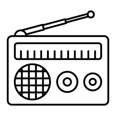 radyo ikonu. Ana hatlarıyla müzik enstrümanı vektör sembolü. izole edilmiş çevre arkaplanı.