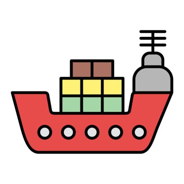 kargo gemisi simgesi. Web için tekne vektör simgelerinin özet çizimi