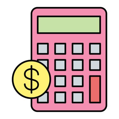 Bozuk para simgesi vektör illüstrasyon tasarımlı hesap makinesi