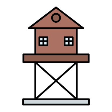 Ev binası ikonu. Web için çiftlik kulübesi vektör simgelerinin özet çizimi