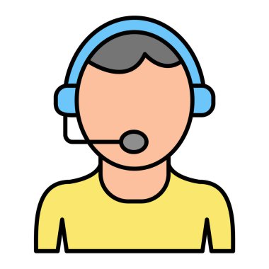 Kulaklıklı çağrı merkezi operatörü ve vektör illüstrasyonunu destekle