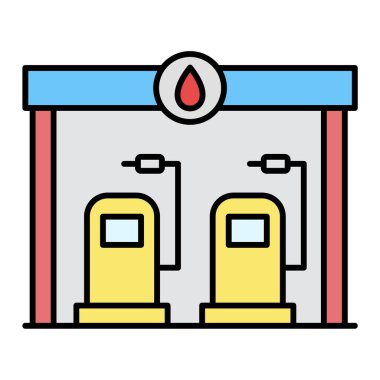 Yağ pompası ikon vektörü. Yakıt tabelası. izole edilmiş sınır sembolü çizimi