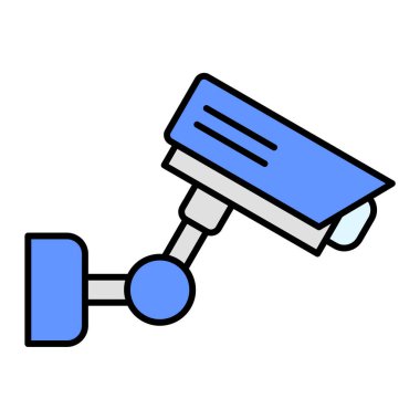 Kapalı devre kamera simgesi. Güvenlik sistemi ve şifre teması. Yalnız tasarım. vektör illüstrasyonu