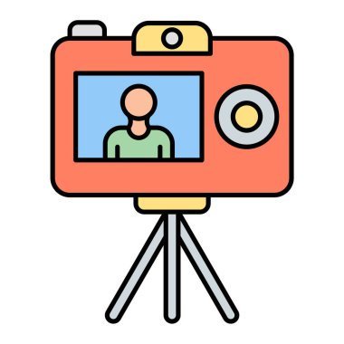 Kamera simgesi vektörü beyaz arkaplanda izole edildi, film şeffaf işareti