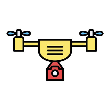 İHA kamera simgesi. Web için robot vektör simgelerinin özet çizimi