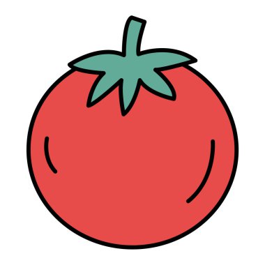 Domates ikonu. ağ için kırmızı vektör simgelerinin çizgi film çizimi