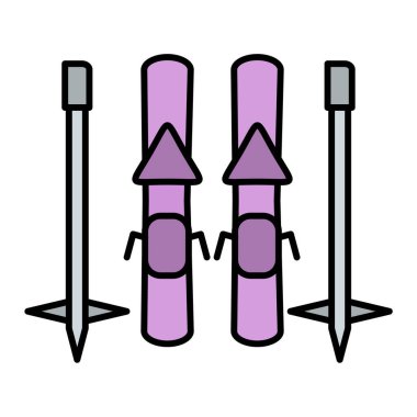 Kayak ve kutupların vektör illüstrasyonu