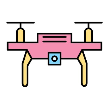 İHA simgesi vektörü web ve mobil uygulama tasarımınız, kuadrokopter logo konseptiniz için beyaz arkaplanda izole edildi