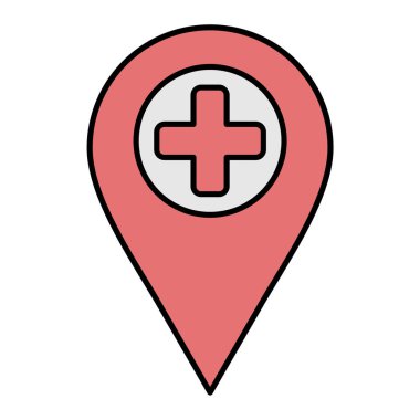 Hastane pin simgesi vektör illüstrasyonu