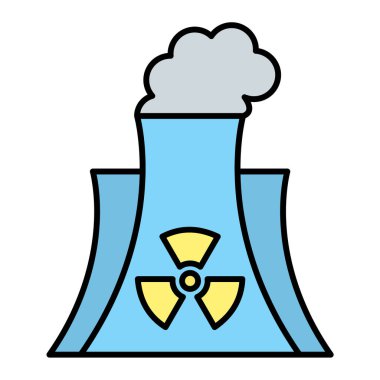 Nükleer enerji santrali ikon vektör çizimi tasarımı