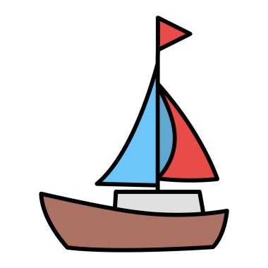 Yelkenli ikonu. beyaz arkaplanda izole edilmiş web tasarımı için yelkenli tekne vektör simgelerinin karikatürü