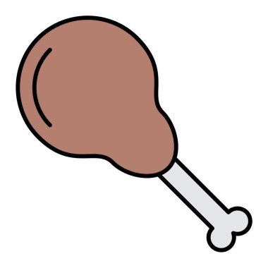 Tavuk yemeği ikonu. Web için et kemik vektör simgelerinin özet çizimi