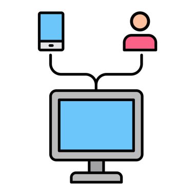 Dizüstü bilgisayarı ve cep telefonu vektör illüstrasyonlu akıllı telefon