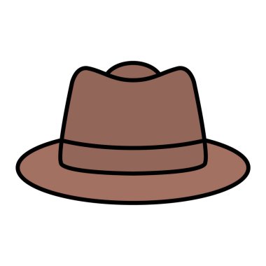 Şapka ikonu. siyah ve beyaz resimleme.