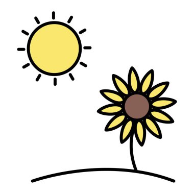 ayçiçeği ikonu. Ağ için güneş vektör simgelerinin basit gösterimi