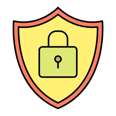 asma kilit ikon vektör illüstrasyon tasarımı ile kalkan