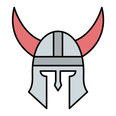 Viking ikonu. Web için ortaçağ kask vektör simgelerinin basit çizimi