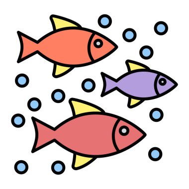 Balık ikonu. Beyaz arkaplanda izole edilmiş web tasarımı için deniz yaşam vektör simgeleri karikatürü