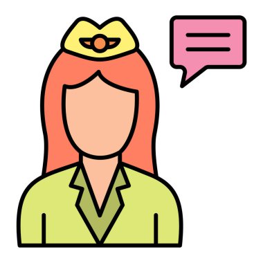 Konuşma baloncuğu çizgisi biçimindeki kadın vektör çizimi tasarımı