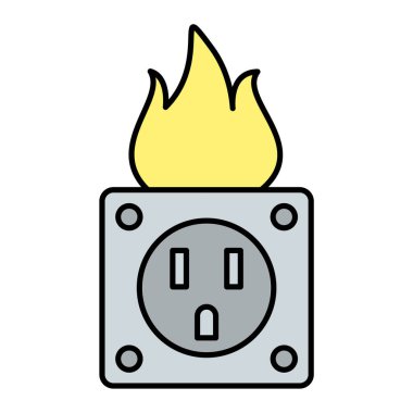 Elektrik prizi simgesi. Web için elektrik dolgu vektör simgelerinin özet çizimi