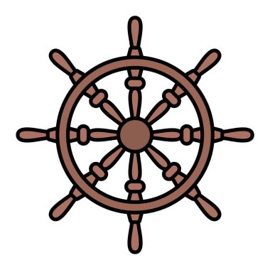 Geminin direksiyon simgesi. ağ için tekne dümeni vektör simgelerinin karikatür çizimi