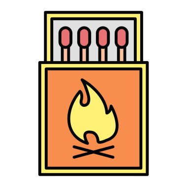 Ateş ikonu. Web için yanan şömine vektör simgelerinin özet çizimi