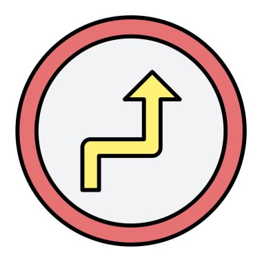 Yön ok simgesi vektörü. İnce çizgi işareti. izole edilmiş sınır sembolü çizimi