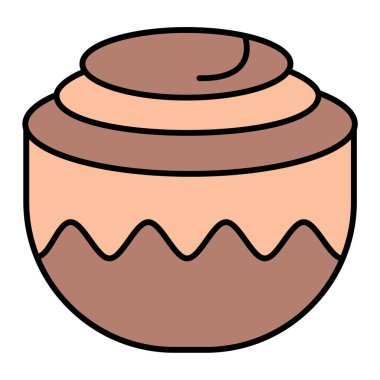 Çikolatalı kek ikonu. Web için pasta vektör simgelerinin özet çizimi