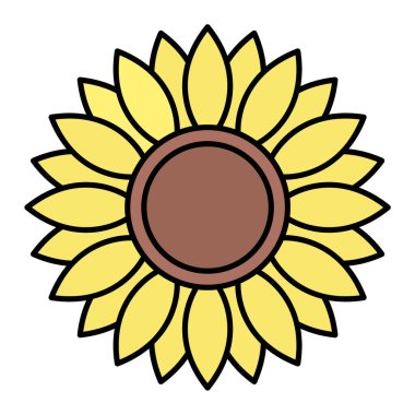 ayçiçeği ikonu. Çiçek vektörünün basit bir gösterimi. izole kontur sembolü