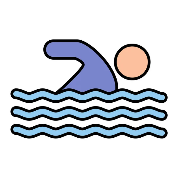 游泳池图标向量 轮廓游泳者标志 孤立等高线符号图解 — 图库矢量图片