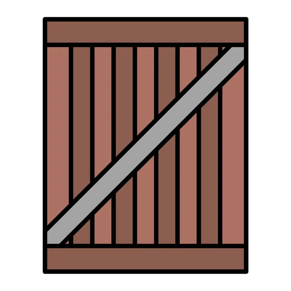 Ikona Drewnianego Ogrodzenia Zarys Ilustracji Ikon Wektorowych Drzwi Drewnianych Sieci — Wektor stockowy