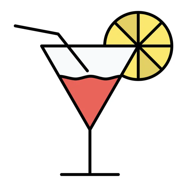 Cocktail Met Citroen Stro Vector Illustratie Ontwerp — Stockvector